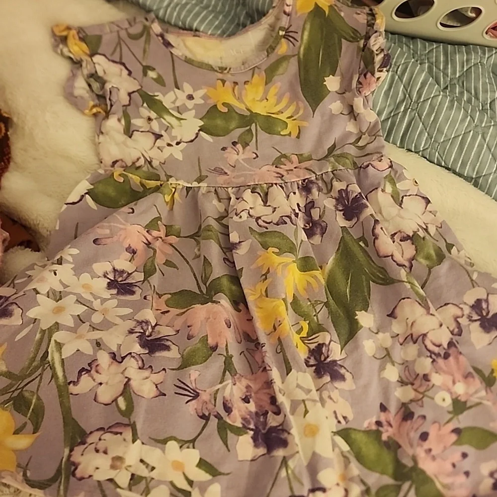 The Children's Place Lavender Solid & Floral Knit Dresses - 2 - Picture 4 of 7